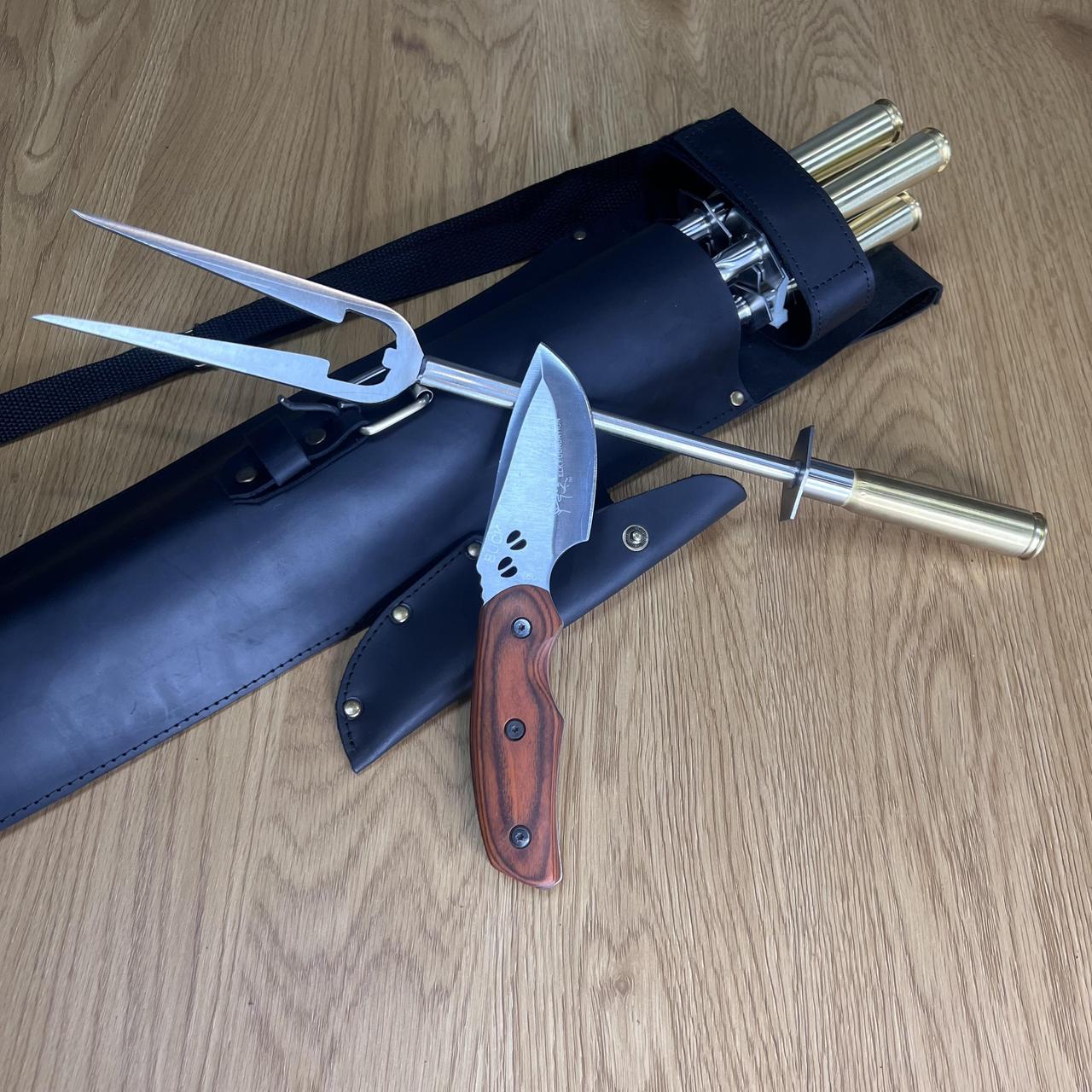 Набір для барбекю в шкіряному чохлі Hunter (чорний)