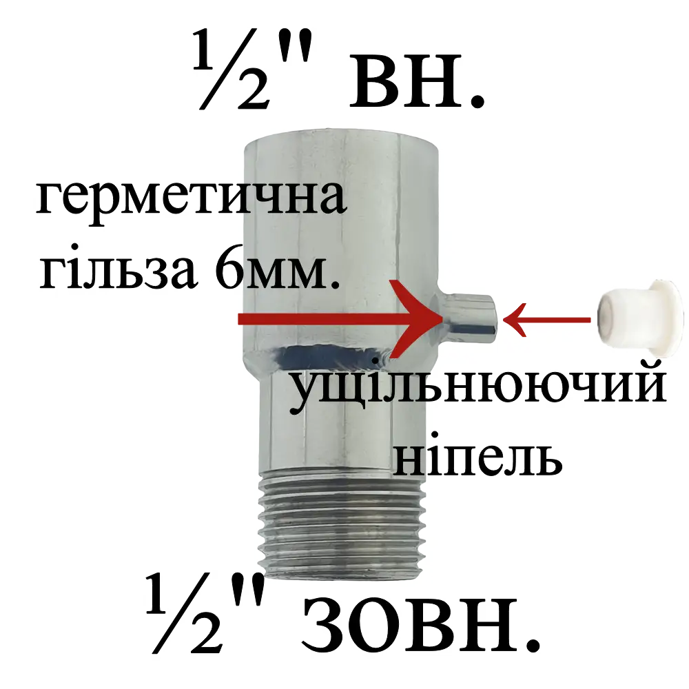Вузол контролю температури прямий зовн-вн 1/2 дюйма з герметичною гільзою 6 мм