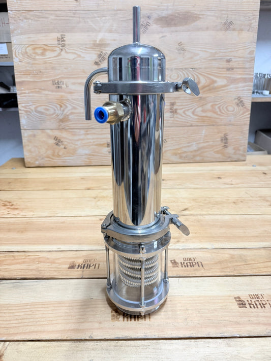 Холодильник дімрота "гофрований" на кламповому з'єднанні 3" дюйма з діоптром AISI304 і носиком