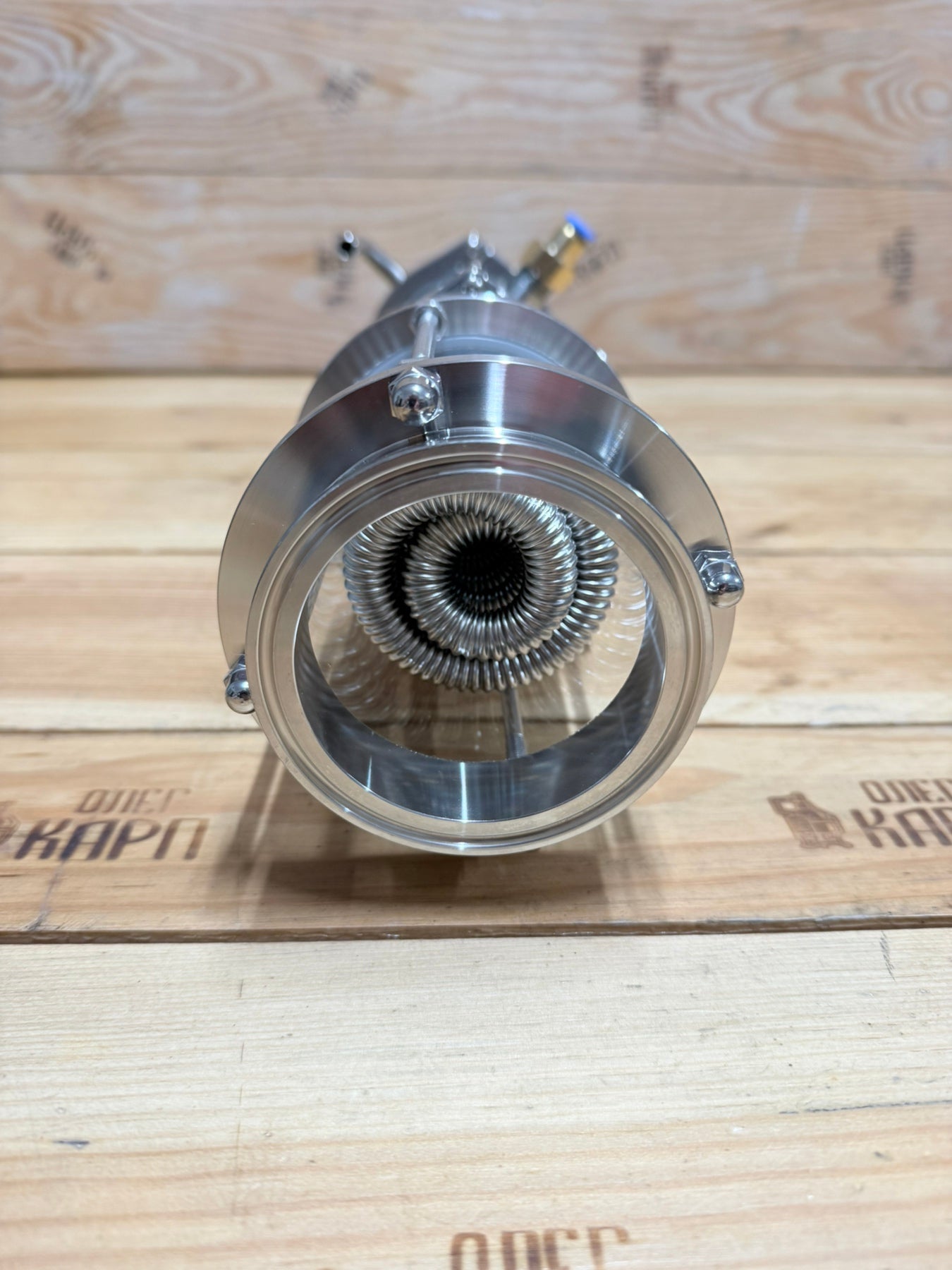 Холодильник дімрота "гофрований" на кламповому з'єднанні 3" дюйма з діоптром AISI304 і носиком