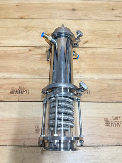 Холодильник дімрота "гофрований" на кламповому з'єднанні 3" дюйма з діоптром AISI304 і носиком