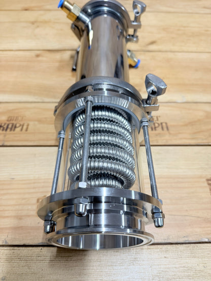 Холодильник дімрота "гофрований" на кламповому з'єднанні 3" дюйма з діоптром AISI304 і носиком