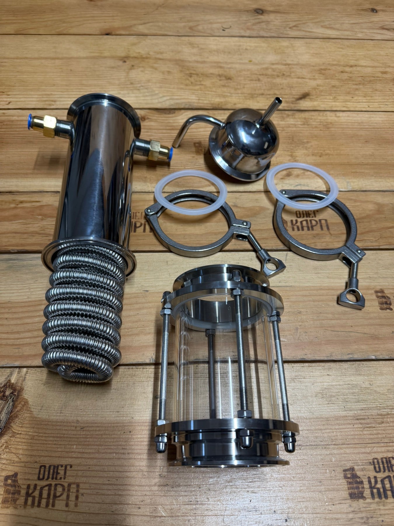 Холодильник дімрота "гофрований" на кламповому з'єднанні 3" дюйма з діоптром AISI304 і носиком