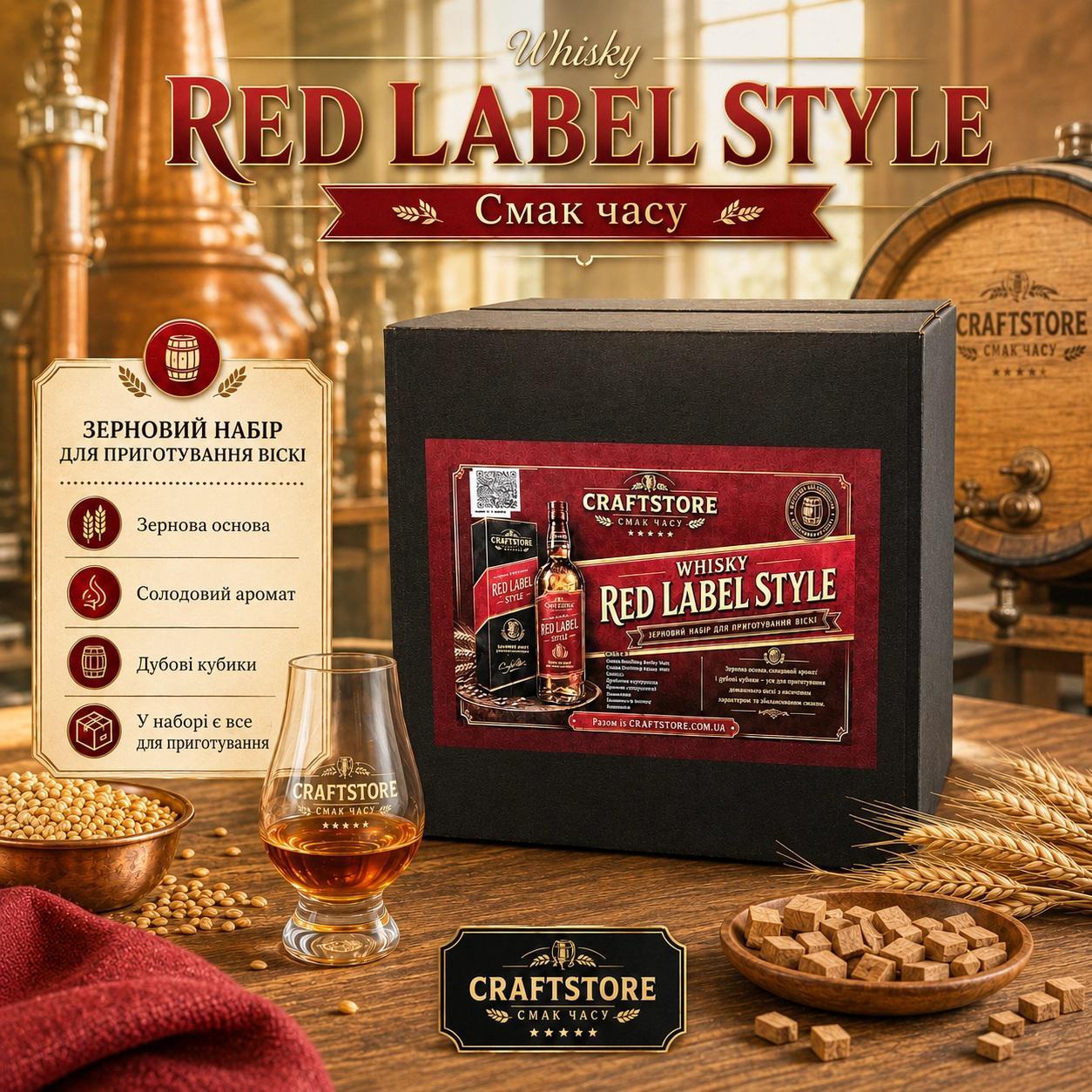 Зерновий набір для приготування віскі в стилі Johnnie Walker Red Label