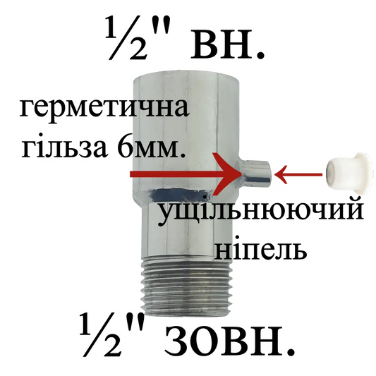 Вузол контролю температури прямий зовн-вн 1/2 дюйма з герметичною гільзою 6 мм